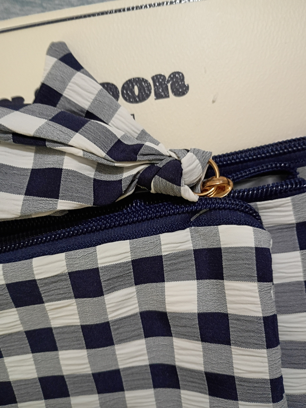 Navy & White Gingham Travel Pouch Set - Picture 6 of 6